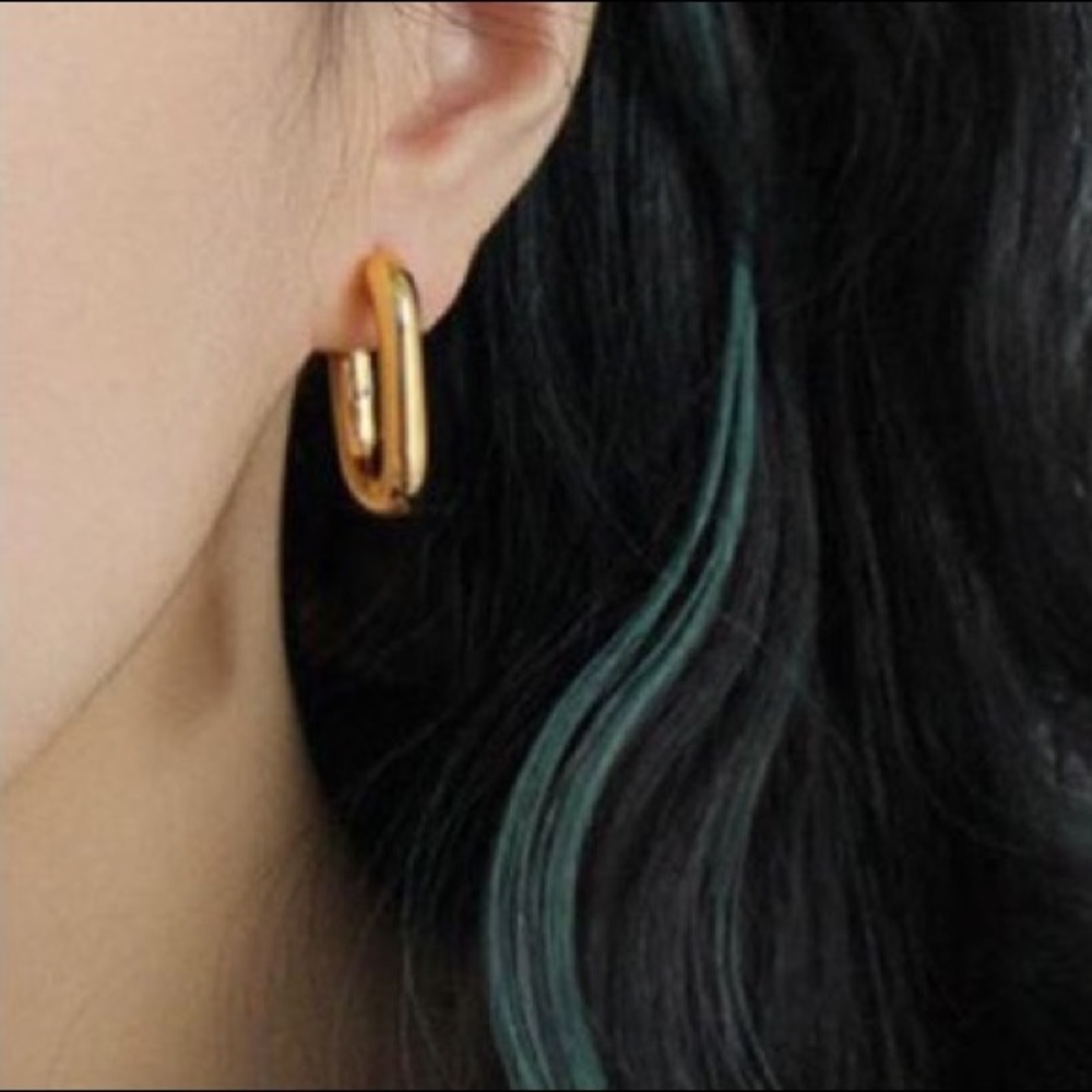 💎 BOGO‼️Minimalist S925 rectangle hoops simple basic earrings - Picture 3 of 15